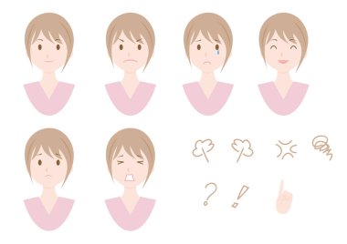 çeşitli yüz ifadeleri illüstrasyon