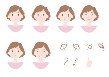 çeşitli yüz ifadeleri illüstrasyon