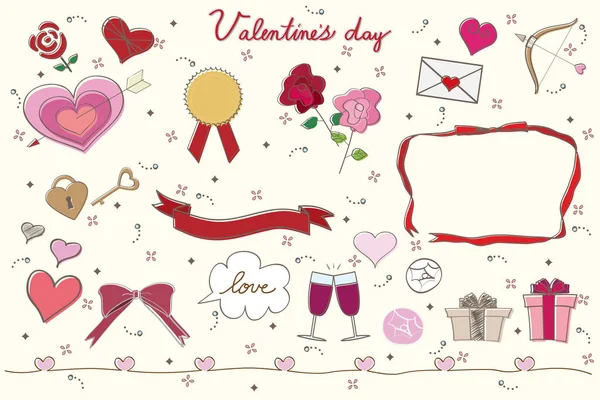 Valentins Illustrationsset — Stockvektor