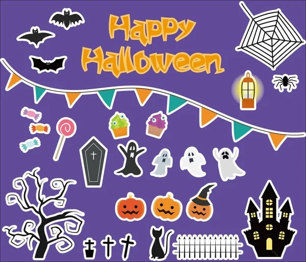 Lindo Icono Halloween Conjunto — Vector de stock