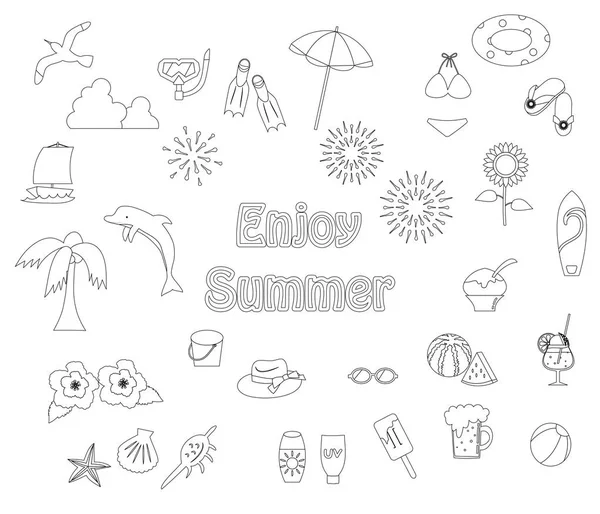 Icon Set Für Sommerartikel — Stockvektor