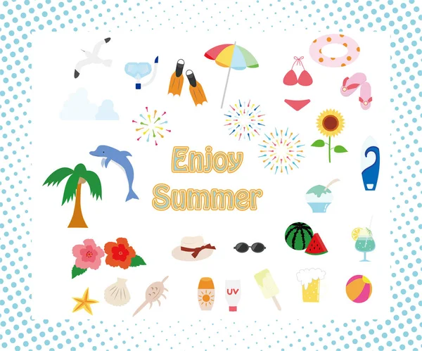 Icon Set Für Sommerartikel — Stockvektor