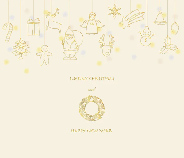 Natale Saluto Illustrazione Vari Ornamenti — Vettoriale Stock
