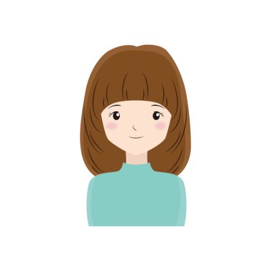 Genç kadın simgesi koleksiyonları ile çeşitli yüz ifadeleri