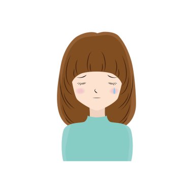 Genç kadın simgesi koleksiyonları ile çeşitli yüz ifadeleri