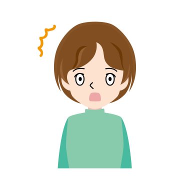 Sürpriz bir yüz ile genç bir kadın resmi.