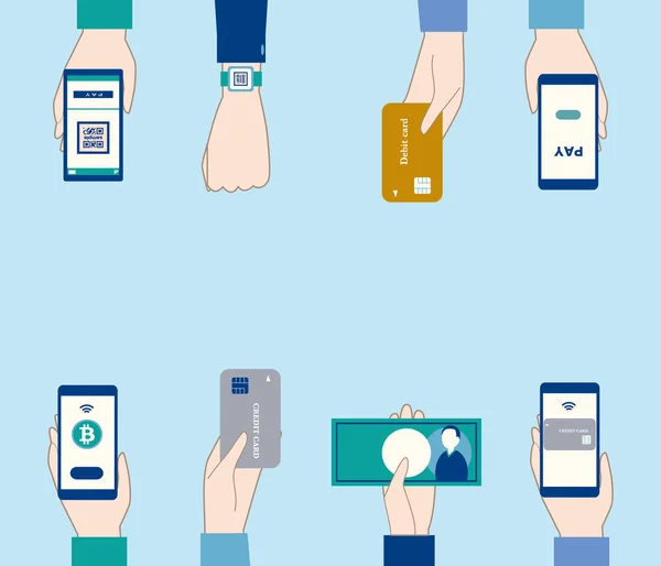 Çeşitli ödeme yöntemleri kümesi illüstrasyon