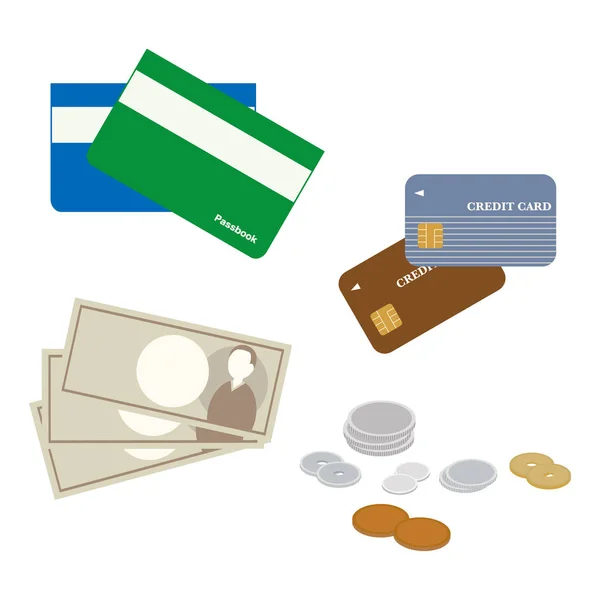 hesap cüzdanı ve kredi kartı ve para çizimi.