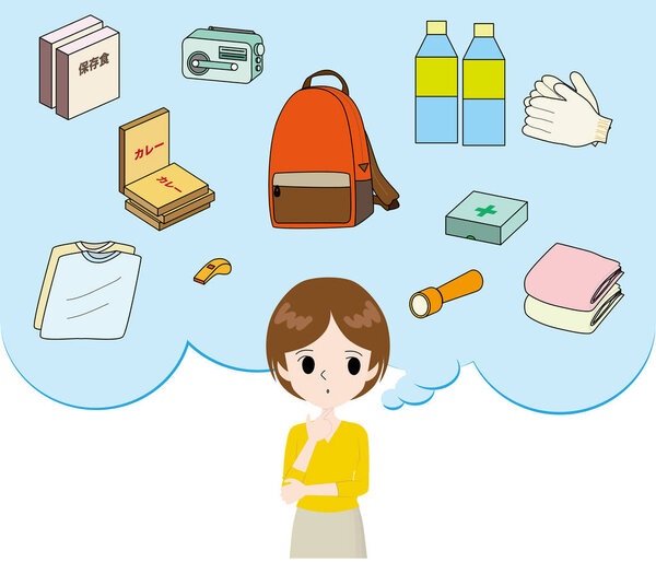 woman who thinks of disaster prevention goods to align.