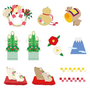 Resimde kümesi şanslı ve fare figurines.