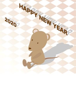 Yeni yıl kartı illüstrasyon bir fare ve kareli bir bilmece