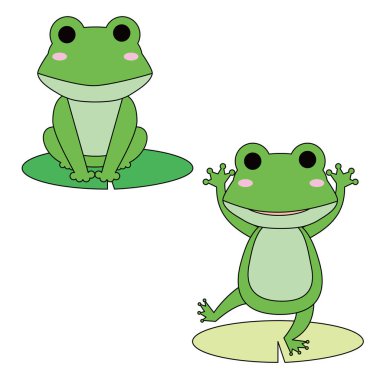 Oturma ağaç kurbağası ve ayakta kurbağa çizimi