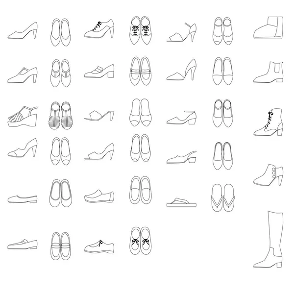 Kadınlar için ayakkabı İllüstrasyon seti.