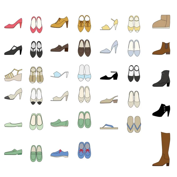 Komplet ilustracyjnych butów dla kobiet. — Wektor stockowy