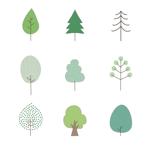 Collection of illustrations of various trees. — Stock Vector