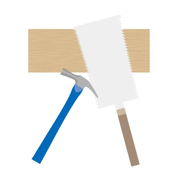 Ilustración de un conjunto de herramientas de bricolaje. (Sierras, martillo, etc. .) — Vector de stock