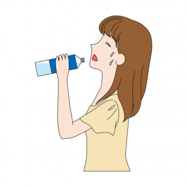 Rehydrating bir kadın Illüstrasyon.