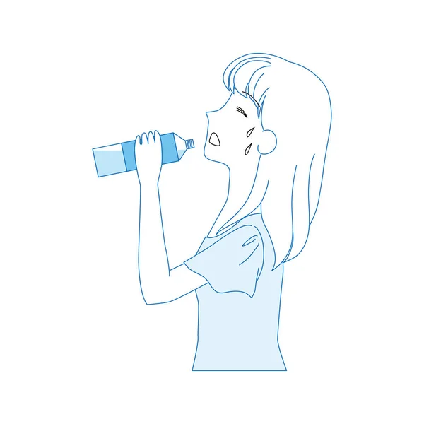 Ilustración de una mujer rehidratante . — Vector de stock