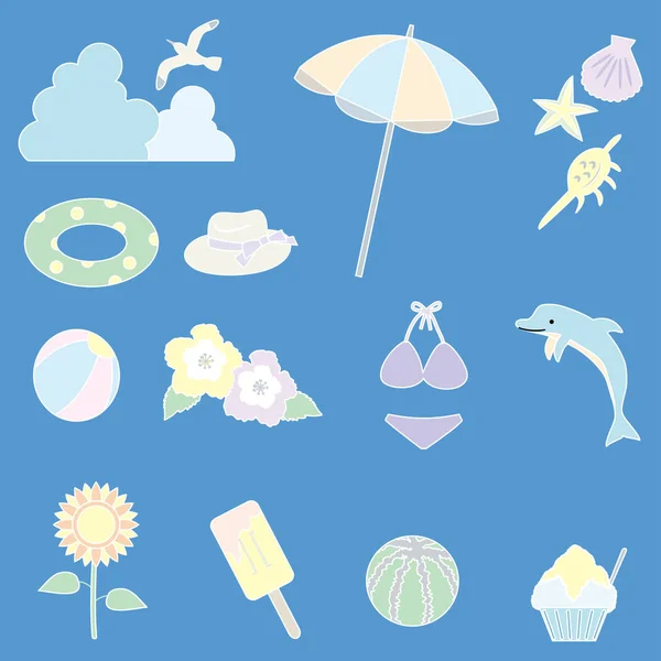 Illustration of summer item icon set. — Stock Vector
