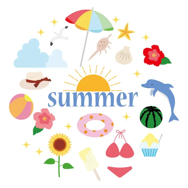 Abbildung des Sommer-Icon-Sets. — Stockvektor