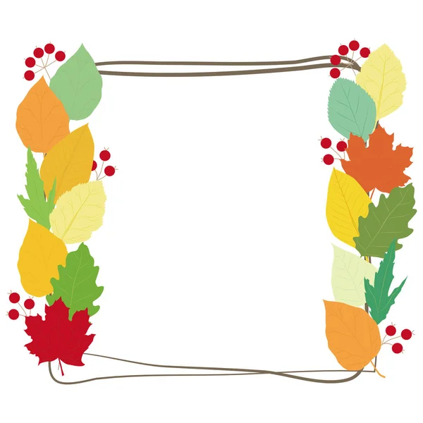Ilustración de colorido otoño color hojas marco . — Vector de stock