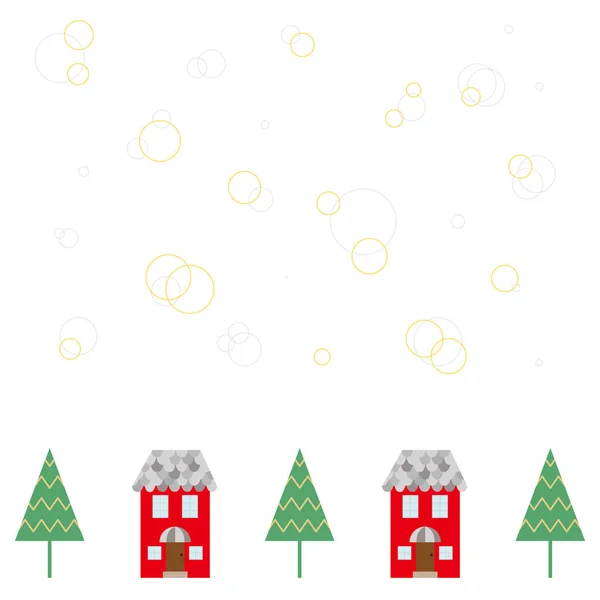 房子和圣诞树的插图. — 图库矢量图片