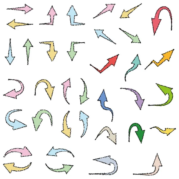 Illustratie van een pijl met een karakteristieke lijn (kleurrijke versie) — Stockvector