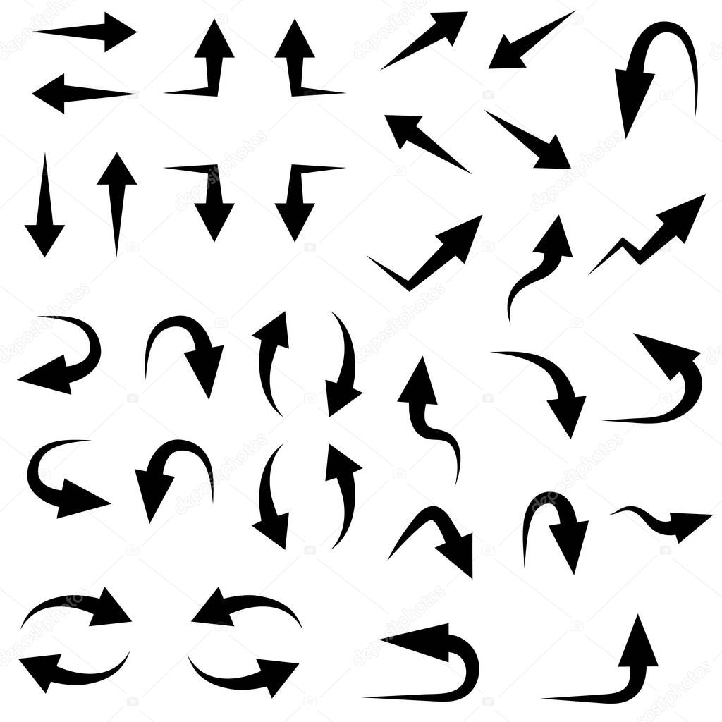 Vector illustration of various shaped arrows