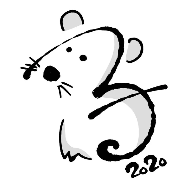 Illustration dessinée dans une calligraphie et ajoutée à une souris . — Image vectorielle
