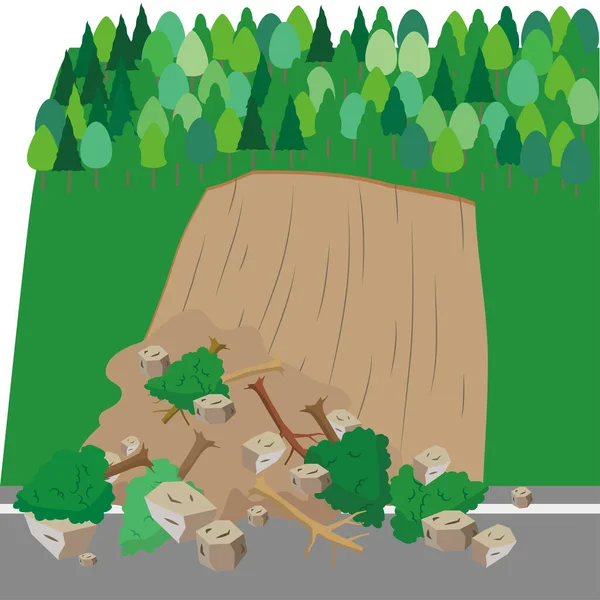 Illustration Slope Landslide — Stock Vector
