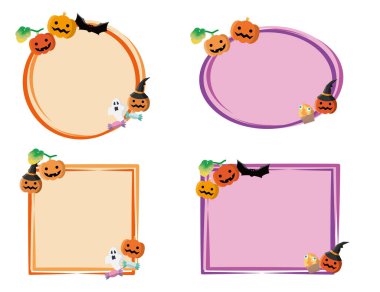 Cadılar Bayramı yuvarlak ve dikdörtgen çerçeve seti.