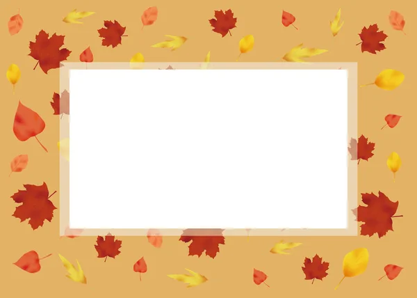 秋天叶子的背景 中间有一个空白 — 图库矢量图片