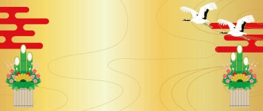 Vinç, fan ve kadomatsu ile kutlama görüntüsü.