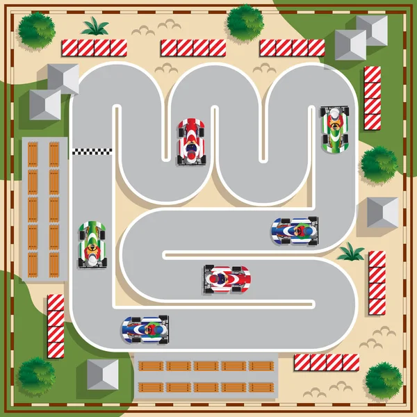 Carreras Karts Vista Desde Arriba Ilustración Vectorial — Vector de stock