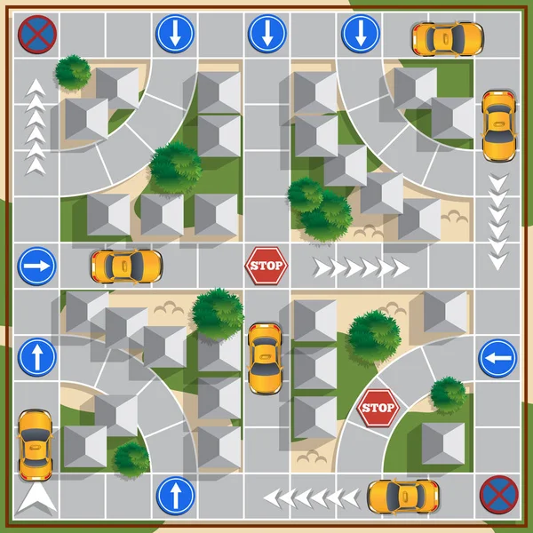 Переезд Такси Город Настольная Игра Векторный Дизайн Пользовательского Интерфейса — стоковый вектор