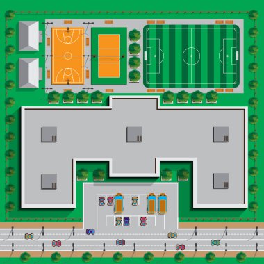 School infrastructure. View from above. Vector illustration. vector School infrastructure. View from above. Vector illustration. vector