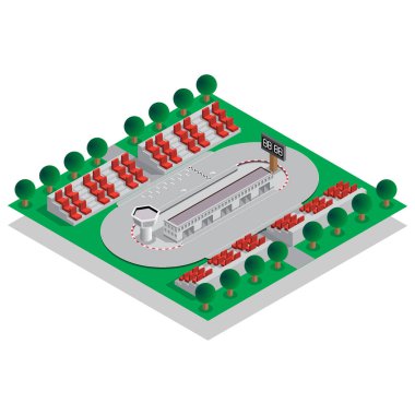 Yarış pisti. Isometric. Vektör illüstrasyonu.