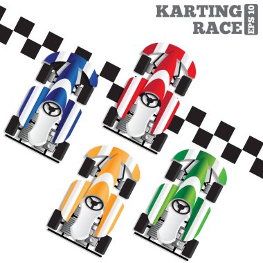 Karting yarışı. Yukarıdan görüntüleyin. Vektör çizim.