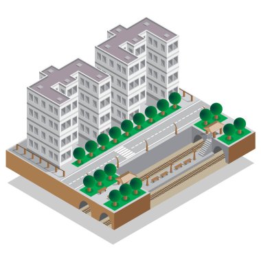 Metro İstasyonu. İzometrik. Vektör çizim.