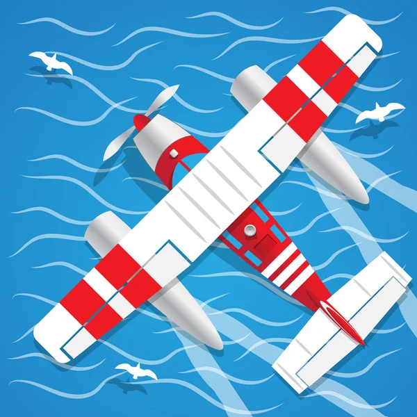 Amphibian Seaplane View Vector Illustration — Stock Vector