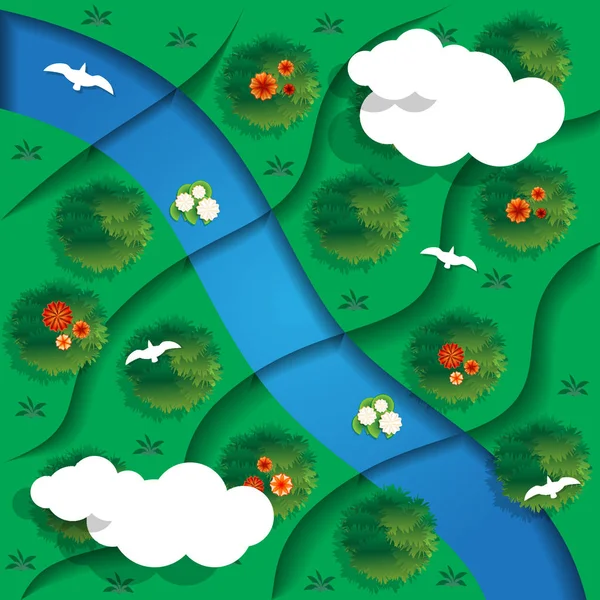 Řeka Vodopády Pohled Shora Vektorové Ilustrace — Stockový vektor