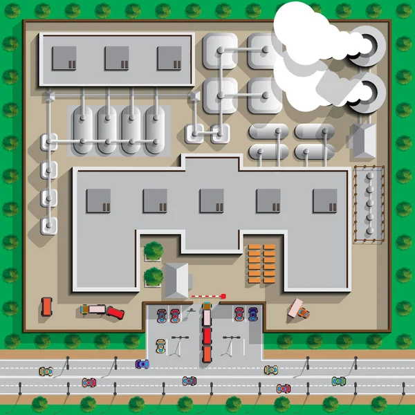 Empresa Industrial Infraestrutura Vista Cima Ilustração Vetorial —  Vetores de Stock