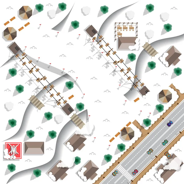 Mapa Estación Esquí Vista Desde Arriba Ilustración Vectorial — Archivo Imágenes Vectoriales