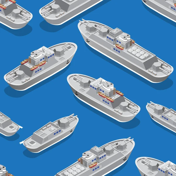 Χωρίς Ραφή Πρότυπο Ισομετρική Πολεμικά Πλοία Εικονογράφηση Διάνυσμα — Διανυσματικό Αρχείο