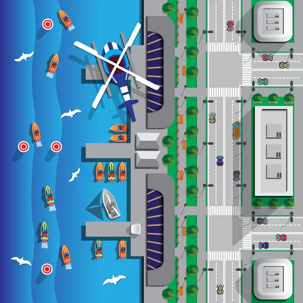 Rennen Auf Booten Blick Von Oben Vektorillustration — Stockvektor