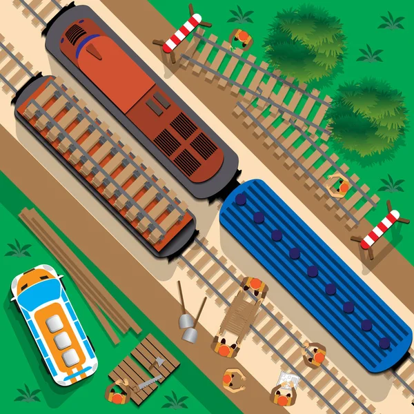 Renovação Ferrovia Vista Cima Ilustração Vetorial —  Vetores de Stock