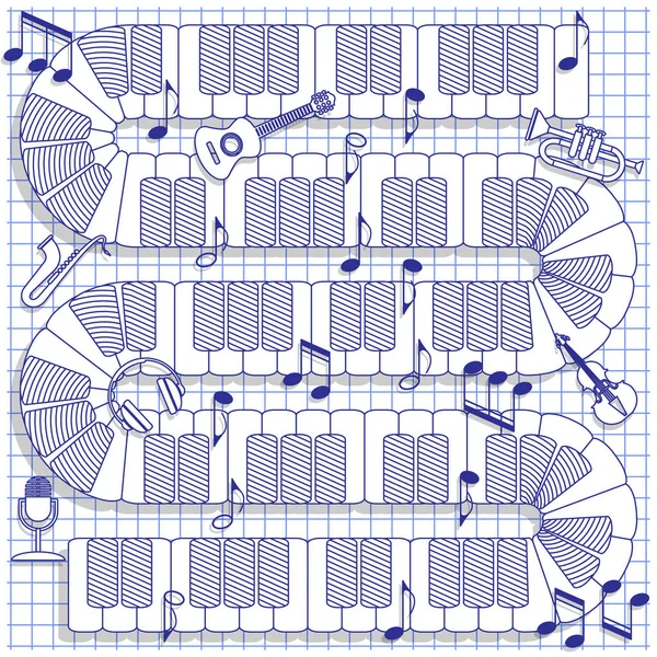 시트에 피아노 키입니다 게임입니다 일러스트 — 스톡 벡터