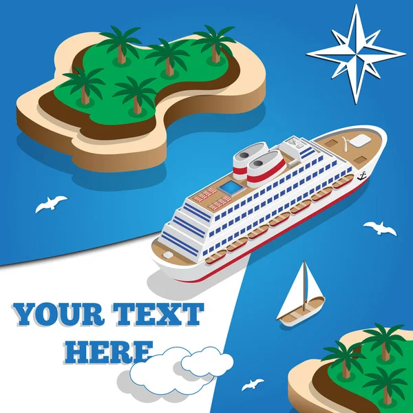 Crucero Laguna Isométrico Ilustración Vectorial — Vector de stock