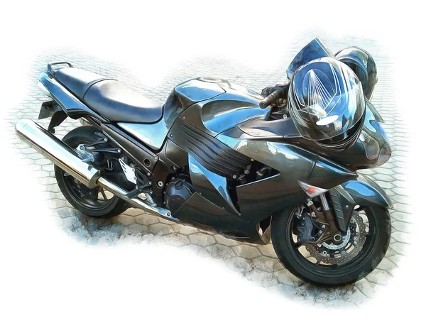Motocicleta Isolado Fundo Branco Ilustração — Fotografia de Stock