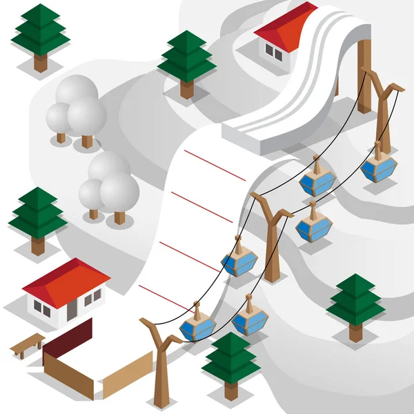 Skischans Vectorillustratie Isometrisch — Stockvector